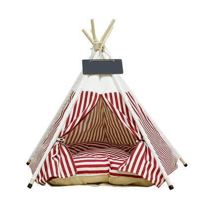 Pet Tent House Cat Bed Portable Teepee with Thick Cushion and 6 Colors Available for Dog Puppy Excursion Outdoor Indoor