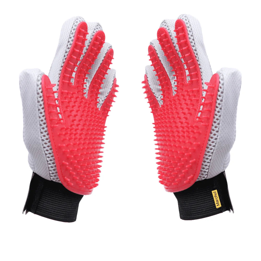 Soft Pet Grooming Gloves Hair Remover Deshedding for Cats, Dogs, Rabbits and Horses